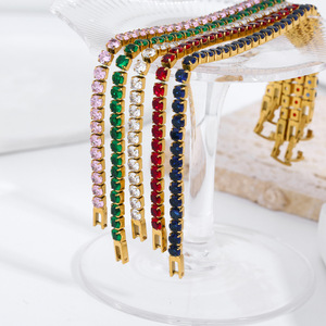 2025 New Dream Chic Pulsera de tenis de acero inoxidable Chapado en oro Zircon multicolor Eleva tu estilo callejero - Product Image 1