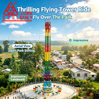 Tour de manège commercial Sky Flyer pour fêtes foraines, 12/24 places, chaises volantes rotatives en altitude