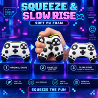 Lot de 12 jouets anti-stress souples en PU en forme de manette de jeu, à remontée lente, en boîte de présentation
