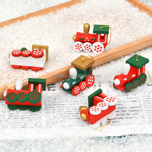 Handmade Wooden Small <b>Train</b> Pendant Christmas <b>Tree</b> Decoration and Children's Birthday Gift Box - Product Image 2