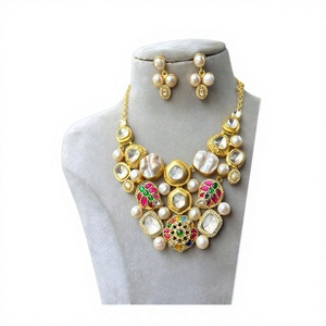 Ensemble collier et boucles d'oreilles en laiton plaqué or de qualité supérieure, perles, tendance, pour femme, cadeau de fiançailles, de mariage, bijoux - Product Image 2