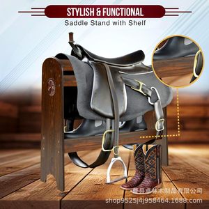 Support de rangement transfrontalier en bois pour selles, support de rangement pour selles de style western, support de rangement en bois massif pour selles de cheval, support de rangement intérieur en bois pour l'équitation - Product Image 4