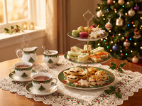 Service de vaisselle en céramique, arbre de Noël vert, nœud rouge, assiette de Noël, assiettes de présentation vertes, décoration de Noël pour fête, banquet