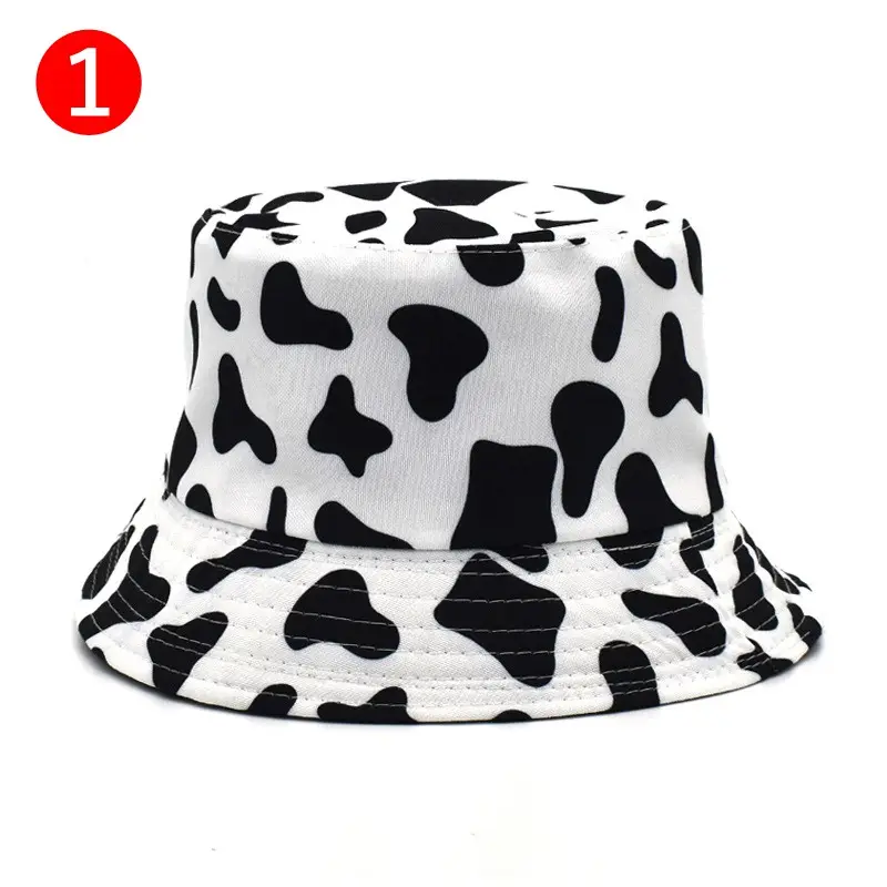 नई फैशन प्रतिवर्ती काले सफेद गाय पैटर्न बाल्टी टोपी मछुआरे टोपी के लिए महिलाओं Gorras गर्मियों