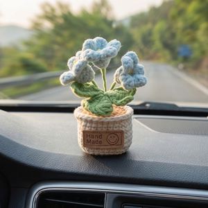 Ensemble d'aimants de réfrigérateur en crochet, plantes en pot, miniatures, faits à la main, tricotés, cactus, fleurs, décorations en peluche, décoration intérieure, directement de l'usine - Product Image 5
