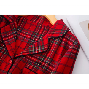 Pigiami Natalizi Personalizzati 2026 all'Ingrosso, Set Due Pezzi in Cotone <span class=keywords><strong>Rosso</strong></span> a Quadri per <span class=keywords><strong>Donna</strong></span> - Product Image 3