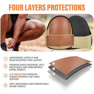 Genouillères de travail en cuir pour jardiniers, charpentiers, ouvriers du bâtiment, protection des genoux, soutien, genouillères pour travaux de pose de revêtements de sol - Product Image 3