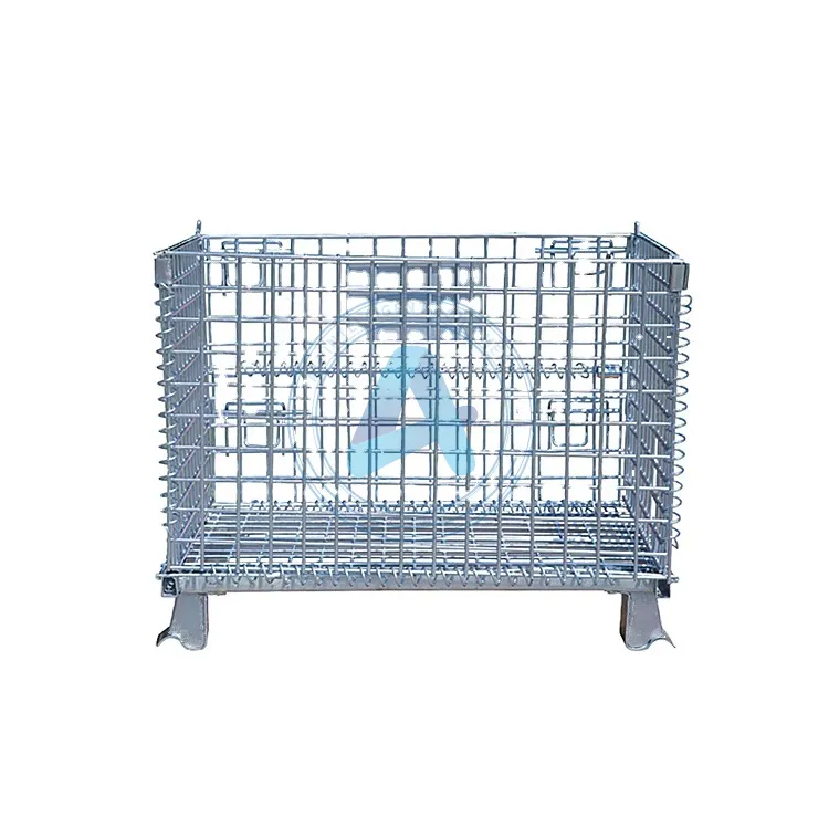 Mạ Kẽm Có Thể Gập Lại Kết Hợp Thiết Bị Hậu Cần Kho Hàng Lưới Thép Pallet CuộN Lồng Có Thể Gập Lại Hộp Thép Lưu Trữ