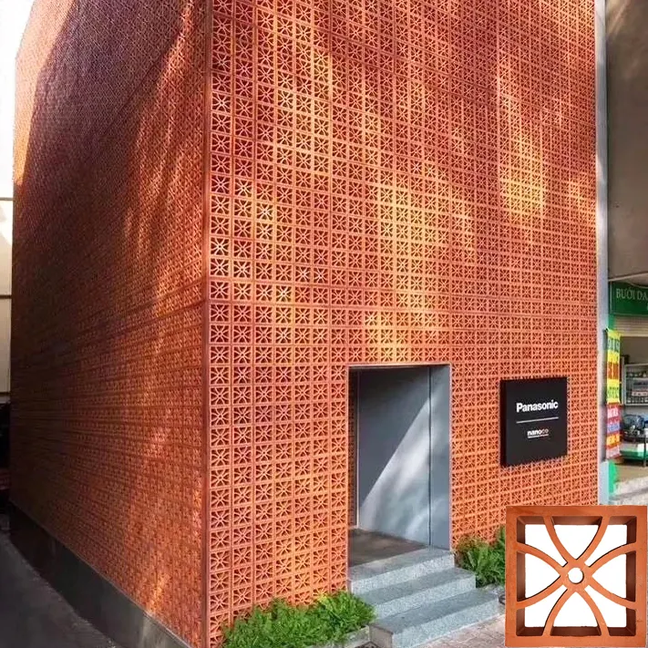 호텔 벽 디자인 테라코타 블록 장식 벽돌 점토 중공 바람 블록