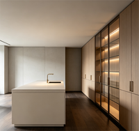 Meuble de salon en bois massif avec vitrine en verre de haute qualité, design moderne et luxueux, armoire à vin d'angle, conception personnalisée