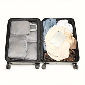 Lot de quatre sacs de rangement numériques tendance en polyester pour cosmétiques, étanches avec fermeture éclair, cubes de rangement pour vêtements 36-55L - Product Image 2