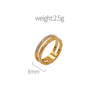 Bagues de couple délicates en zircon à double couche creuse, plaquées or 18K PVD en acier inoxydable, pour femme, cadeau de mariage