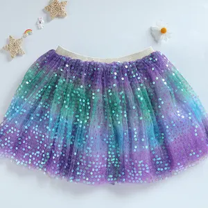 2022 New Arrival Kids Christmas Tulle Skirt Children Rainbow Sequin Sparking TUTU