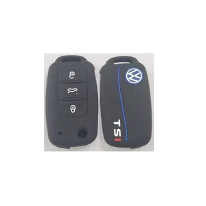 Silicone Car Key case For VW Volkswagen 3 button TSI foldable key cover case holder accessory
