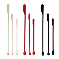 Ensemble de 3 mini-racloeurs multifonctionnels en silicone - Spatule à long manche pour bouteilles cosmétiques, confiture et fond de teint liquide