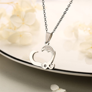 MIENTER acier inoxydable son roi sa reine pendentif collier mode collier 2 pièces/ensemble pour les Couples amoureux - Product Image 4