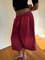Pantalon de jogging unisexe ample à jambe large, taille haute, décontracté, style streetwear, rouge, 100 % coton, pour l'été
