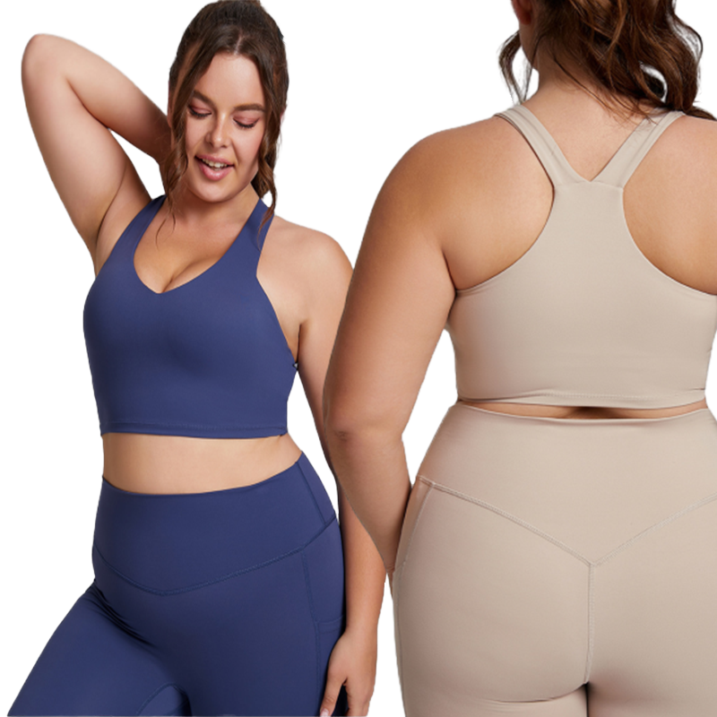 Large Size Sports Bra for Women High Strength Shockproof Brushed I-shaped Yoga Vest High Elastic Breathable Fitness Bra