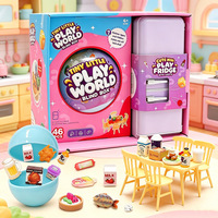 46 pièces de mini-mondes de jeu, boîte mystère, mini-réfrigérateur jouet avec lumières, mini-accessoires alimentaires pour ensemble de cuisine pour enfants