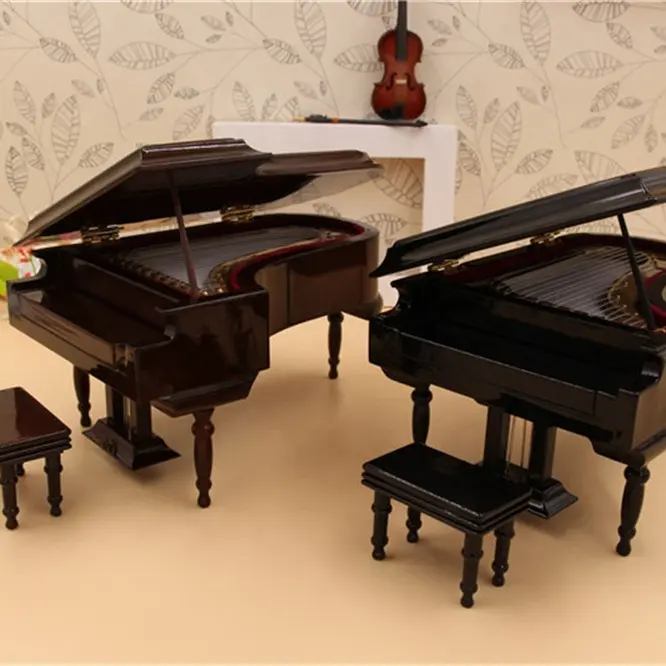 Competitive high quality mini piano model toy de madeira Grand Piano Wood 18CM
