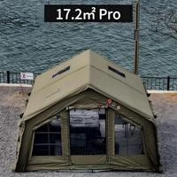 Tente gonflable automatique en coton 17.2 personnalisée, imperméable, résistante aux UV, grand espace, pour camping extérieur 4 saisons