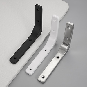 Soporte de estantería curvo Qile de hierro y acero inoxidable, soporte de pared en ángulo recto para estanterías. - Product Image 1