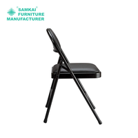 Chaise pliante à structure métallique SK-ZDY-D001 avec siège en cuir PU, pour le camping et les événements