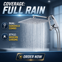 Kit de douche multifonctionnel réglable en ABS avec finition électrolytique, ensemble complet de douches à main de style américain avec jet pluie