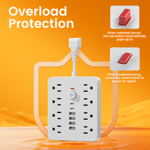 Yangına Dayanıklı ve Aşırı Yük Korumalı Priz, 8 AC + 6 USB Şarj İstasyonu, Döner Fişli, Ev ve Seyahat İçin Kompakt Tasarım - Product Image 3