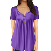 Camiseta holgada de manga corta con botones para mujer, ropa para mujer, gran oferta, venta al por mayor, 2022