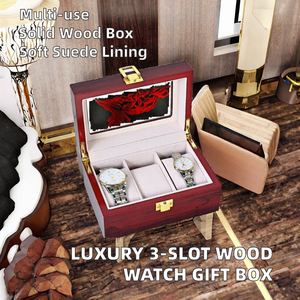 Boîte à montre rectangulaire en bois avec logo personnalisé, doublure en daim et couvercle en verre, étui de rangement de luxe pour présentation de cadeaux (vert) - Product Image 2