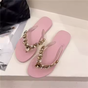 Women's Summer Outdoor Beach for Slippers Glittering Diamond Flip Flop Slippers Anti-slip Outdoor Casual Walking Style <b>Shoes</b> - Product Image 2