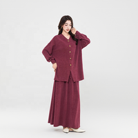 Nouvel ensemble de vêtements islamiques 2026 pour femmes : pull et jupe longue col en V, ensemble modeste 2 pièces
