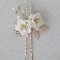 Coiffe de mariée populaire fleurs en céramique perle d'eau douce épingle à cheveux mariage esthétique romantique accessoires de cheveux