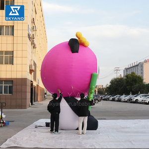 Personalizzato all'aperto pubblicità gonfiabile cartone animato gigante rosa scuro gonfiabile orso dei cartoni animati con bambù per eventi d'amore - Product Image 5