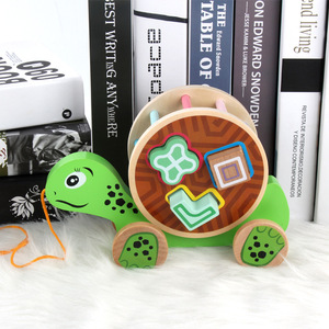 Los niños de forma de bloques de juguete de aprendizaje animales educativos arrastrando <span class=keywords><strong>coche</strong></span> de madera pequeño - Product Image 6