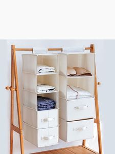 Sac de rangement suspendu en coton pour armoire, sac de rangement multicouche suspendu pour vêtements et sous-vêtements domestiques - Product Image 2