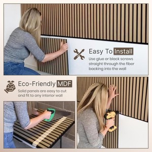 Panel Acústico Moderno de Listones con Chapa de Madera, 2400*600mm, Paneles Acústicos de Gran Tamaño para Absorción de Sonido, para Sala de Estar, Fondo de TV - Product Image 4