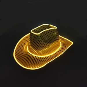Groothandel LED verlichte cowboyhoed voor sport, casual, vissen & buitenfeesten en evenementen - Hoge helderheid, verschillende kleuren pailletten pet - Product Image 2