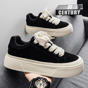 Zapatos Casuales de Hombre Otoño 2025, de Piel Sintética, con Suela Gruesa, Aumento de Altura, Absorción de Impactos, Color Sólido, con Cordones - Product Image 6