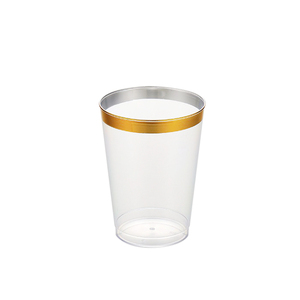5oz Clear PS Plastic Stemless <span class=keywords><strong>para</strong></span> copas de champán con borde dorado <span class=keywords><strong>Vasos</strong></span> de cóctel desechables <span class=keywords><strong>para</strong></span> fiestas, bodas y eventos - Product Image 4