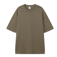 T-shirt en coton tricoté pour homme, coupe droite, col ras du cou, épaules tombantes, 300 g/m², rose, impression numérique, style streetwear
