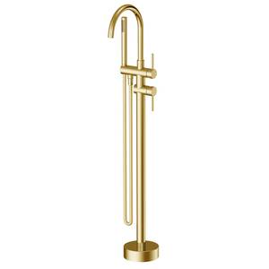 Customizable Color Premium Brushed Brass Single Handle Ceramic Valve Core Classic Hotel Use Floor Standing Bathtub Faucet - Product Image 2
