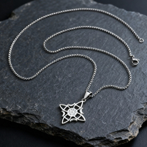 Collier unisexe en acier inoxydable 316L avec pentagramme, nœud de sorcière, pendentif de protection pentacle païen Wiccan, bijoux nœud celtique - Product Image 4