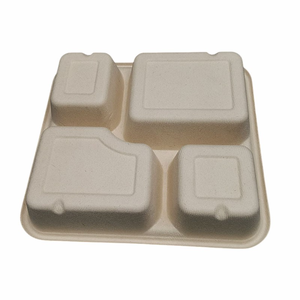 Bandeja de Alimentos con Compartimentos de Bagazo de Caña de Azúcar 100% Biodegradable, Tapa <span class=keywords><strong>BIOPACK</strong></span> Tray45, Tamaño y Logotipo Personalizables, Rectángulo Trasero - Product Image 6