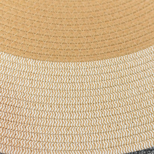Tapis de sol rond en corde de coton tressée à la main, couleur kaki, avec blocs de couleur, pour salon et chambre, combinaison 3 couleurs, coussin de siège pour baie vitrée - Product Image 3