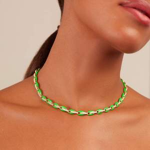 Nuevo Conjunto de Joyería Colorida, Cadena de Eslabones con Cuentas de Esmalte Neón Arcoíris, Pulsera y Collar de Moda para Mujer - Product Image 5