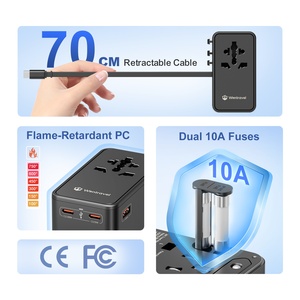 Wontravel Multifunctional 100W <b>Cable</b> Fast <b>Charge</b> 7 in 1 Universal Travel Adapter with 3AC Sockets - Product Image 2
