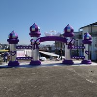 Arche de mariage gonflable personnalisable avec décoration violette et argentée au design de cygne pour les mariages en plein air, les événements et les fêtes