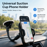 Support de téléphone universel 3-en-1 multi-scènes pour grille d'aération, avec ventouse puissante, col de cygne flexible et patins antidérapants en silicone